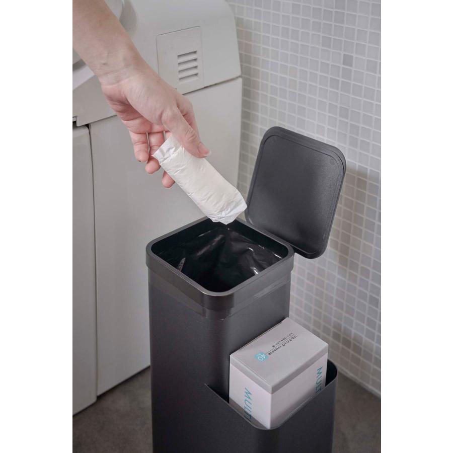 ゴミ箱 山崎実業 正規品 TOWER タワー 収納付きトイレポット ダストボックス ごみ箱 ブラック | tower | 04