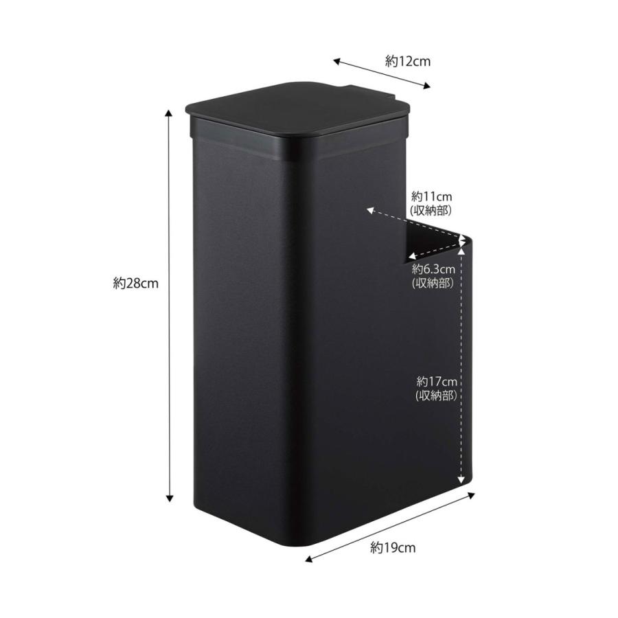 ゴミ箱 山崎実業 正規品 TOWER タワー 収納付きトイレポット ダストボックス ごみ箱 ブラック | tower | 09