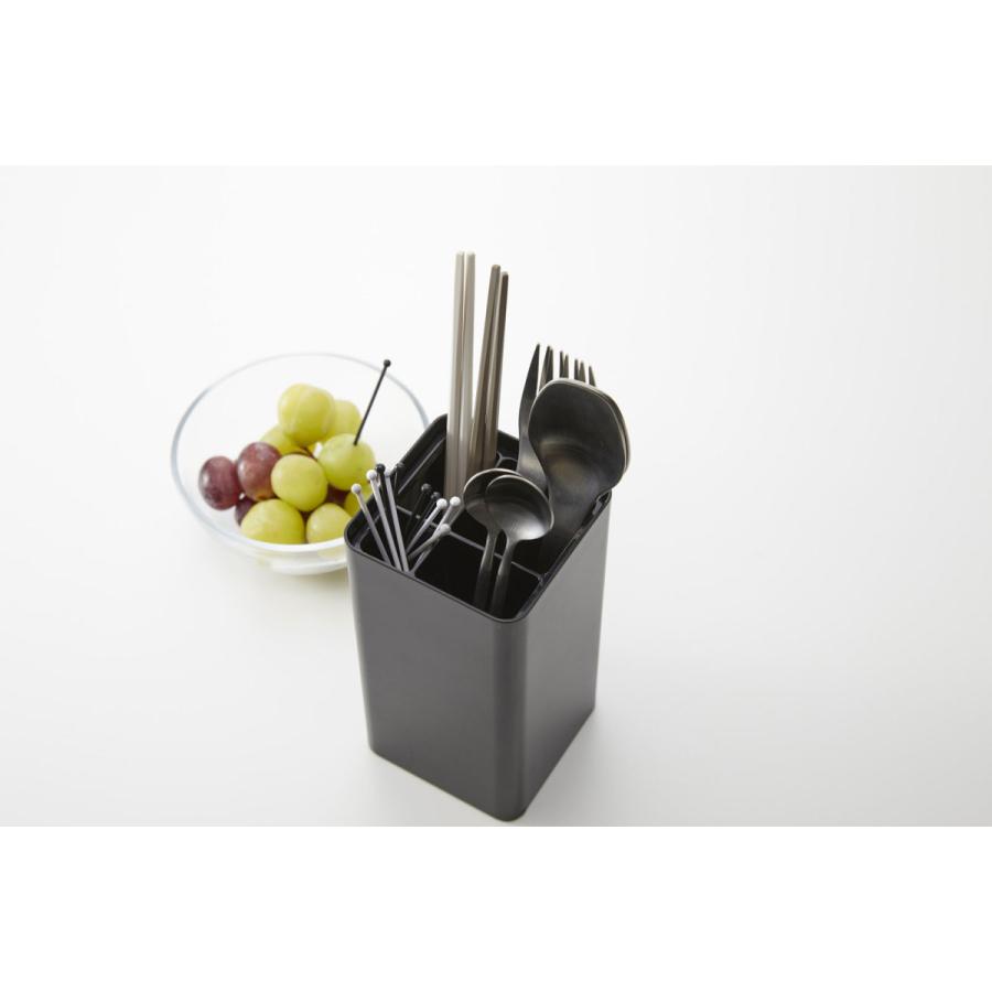 カトラリーケース 山崎実業 正規品 TOWER タワー 蓋付きカトラリースタンド カトラリー収納 箸入れ 箸立て ブラック | tower | 06