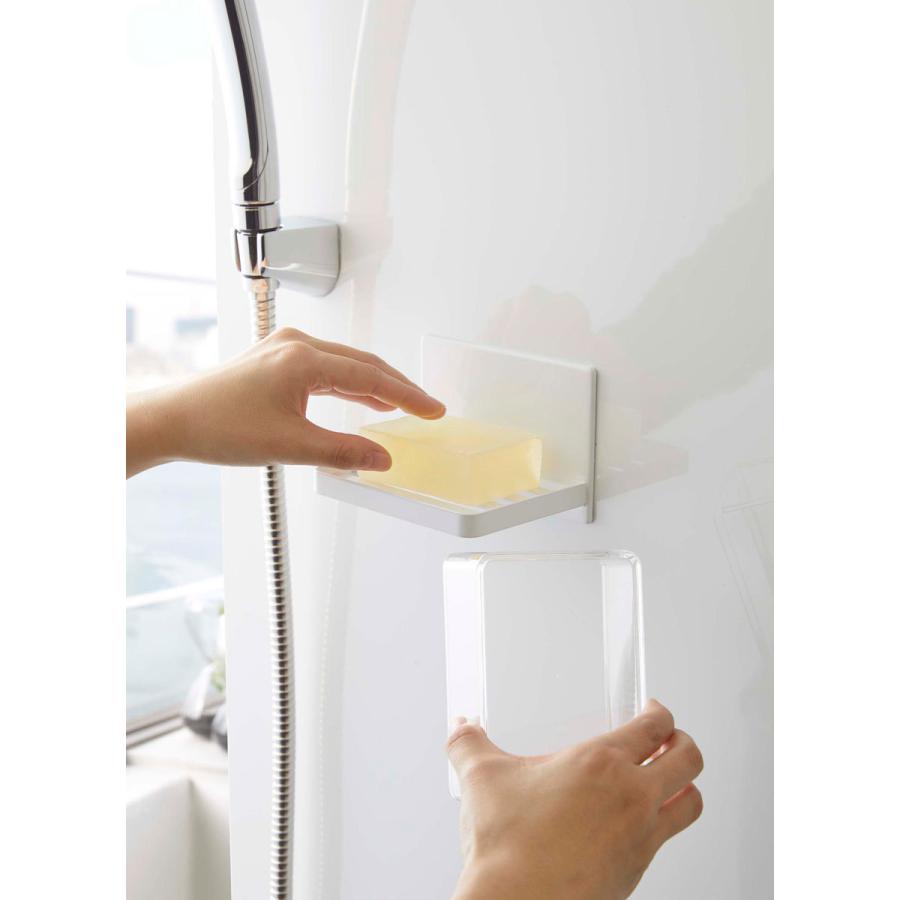 ソープディッシュ 山崎実業 正規品 TOWER タワー マグネットバスルームカバー付きソープトレー 石鹸置き ホワイト | tower | 05