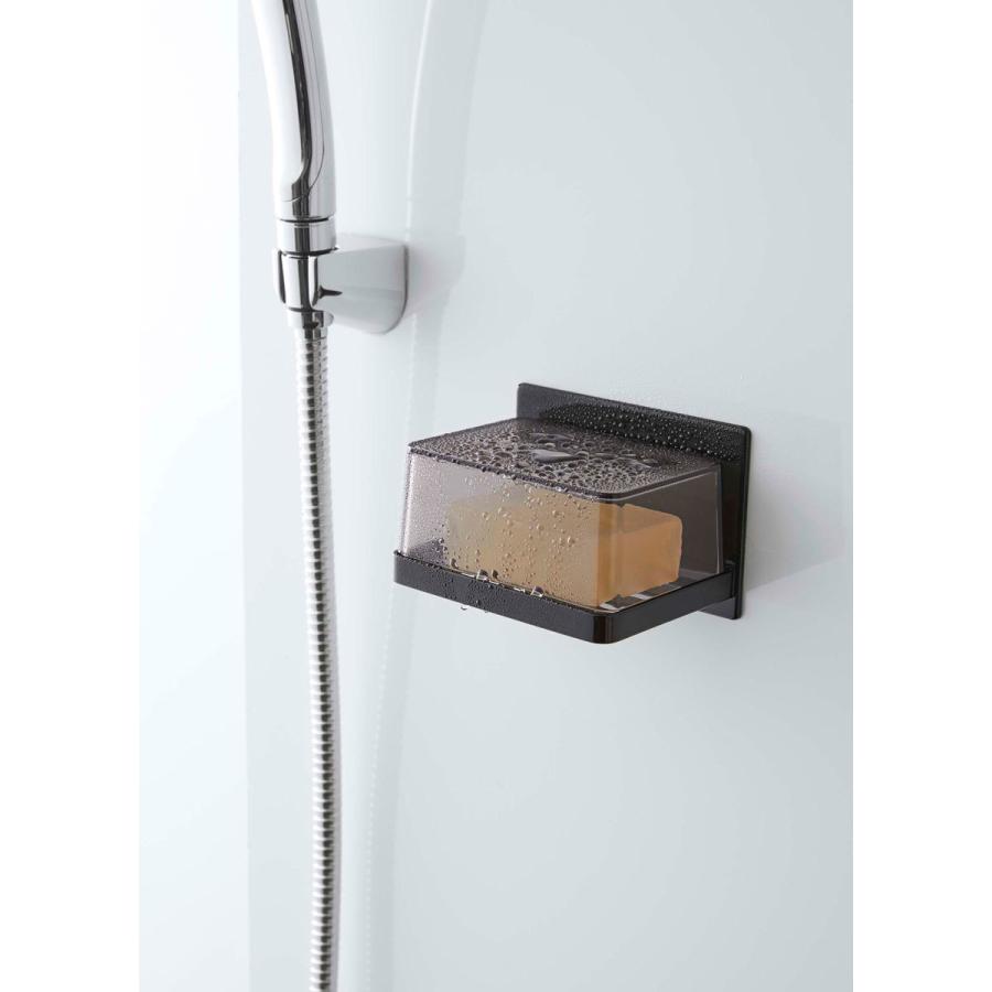 ソープディッシュ 山崎実業 正規品 TOWER タワー マグネットバスルームカバー付きソープトレー 石鹸置き ブラック | tower | 02