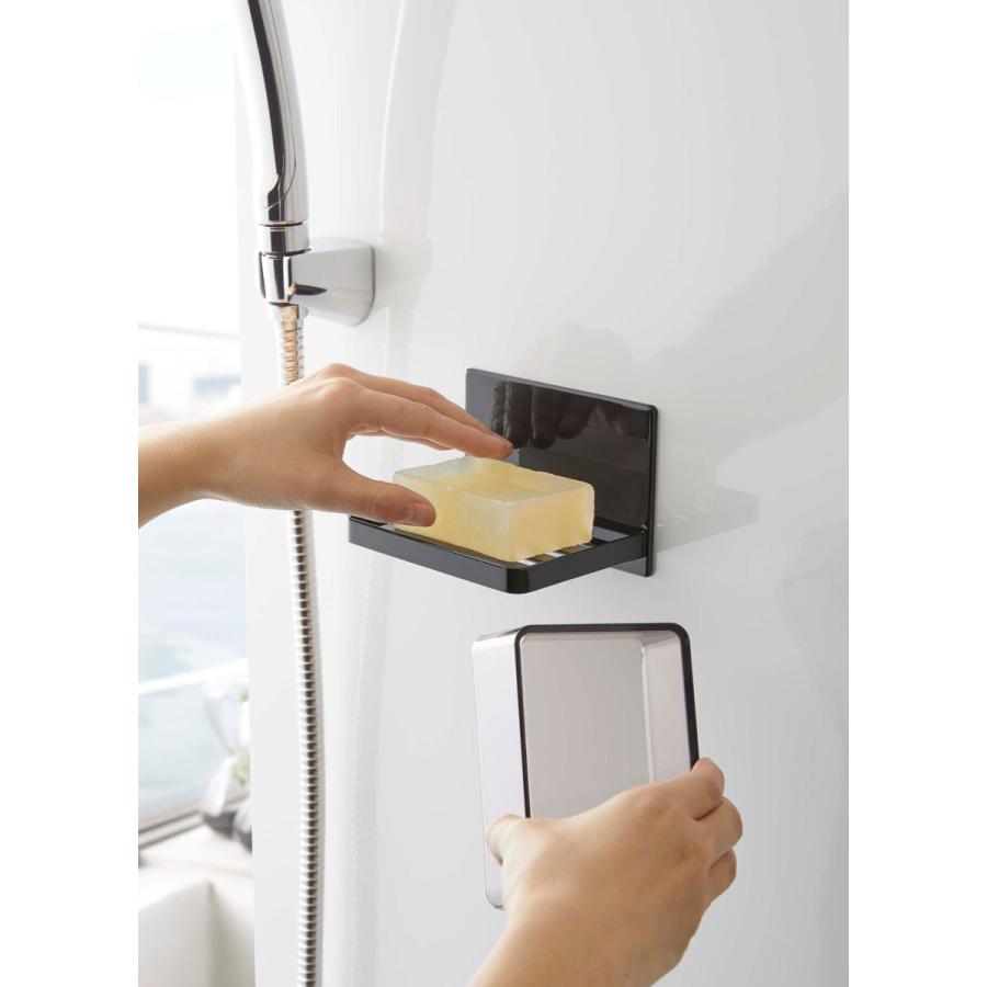 ソープディッシュ 山崎実業 正規品 TOWER タワー マグネットバスルームカバー付きソープトレー 石鹸置き ブラック | tower | 05
