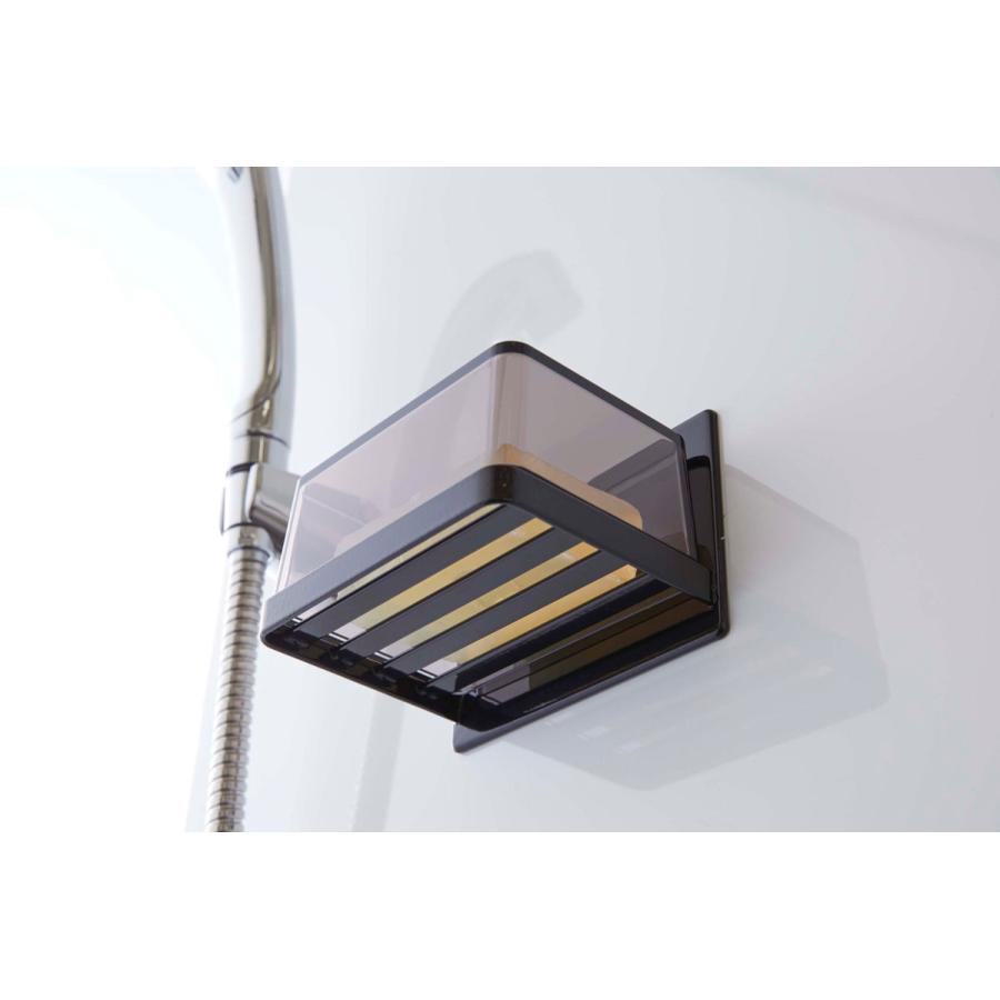 ソープディッシュ 山崎実業 正規品 TOWER タワー マグネットバスルームカバー付きソープトレー 石鹸置き ブラック | tower | 06