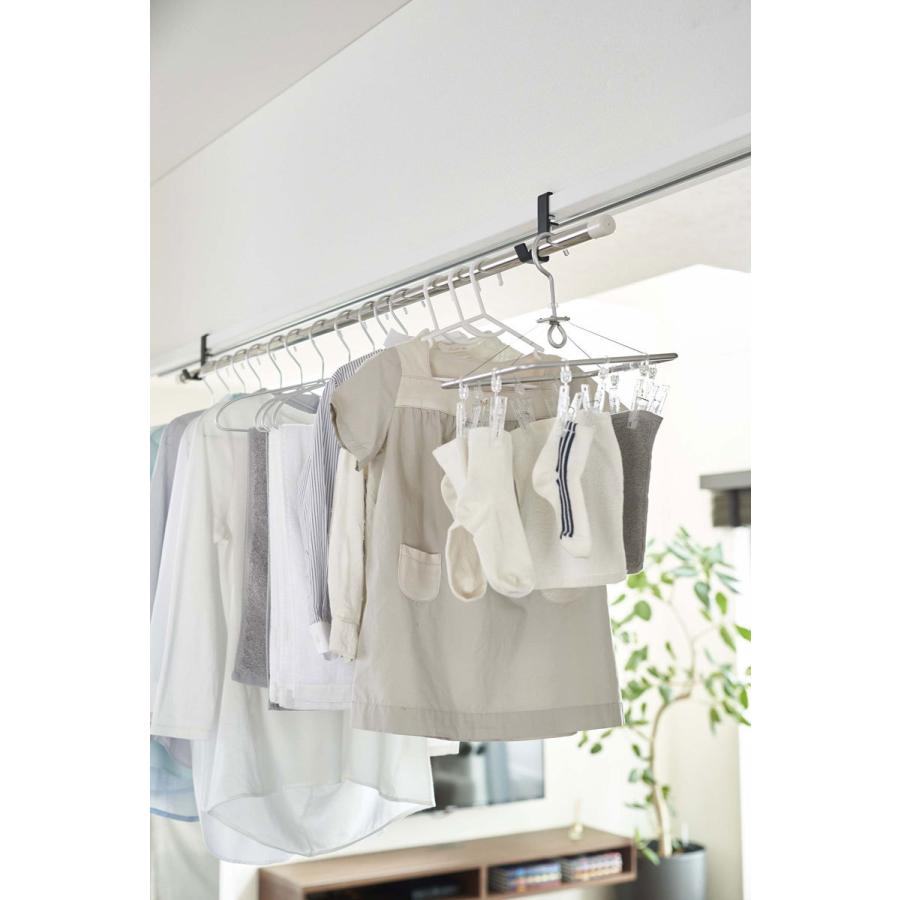 室内干しグッズ 山崎実業 正規品 TOWER タワー 室内物干しポールホルダー 2個組 物干し竿 ブラック | tower | 07