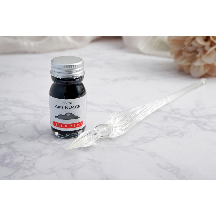 ガラスペン エルバン ガラスペンつむぎ＆ミニインクセット 高級ペン 老舗ブランド HERBIN 10mlミニボトルインク入り クリア/グリヌアージュ（インク） | エルバン | 01