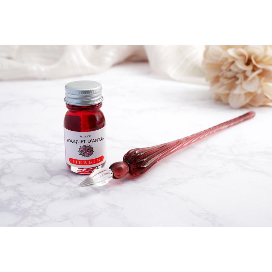 ガラスペン エルバン ガラスペンつむぎ＆ミニインクセット 高級ペン 老舗ブランド HERBIN 10mlミニボトルインク入り パープル/アンティークブーケ（インク） | エルバン | 01