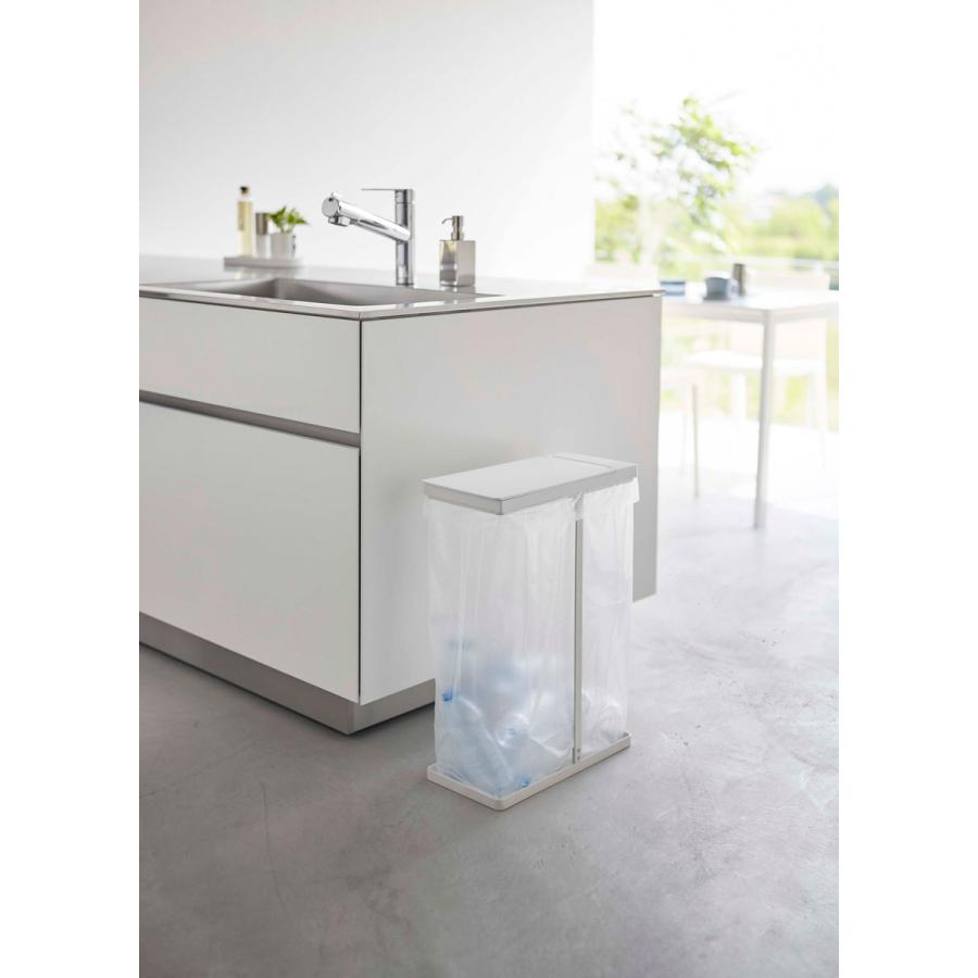 ゴミ箱 山崎実業 正規品 TOWER タワー スリム蓋付き分別ゴミ袋ホルダー 45L ダストボックス ごみ箱 ホワイト | tower | 02