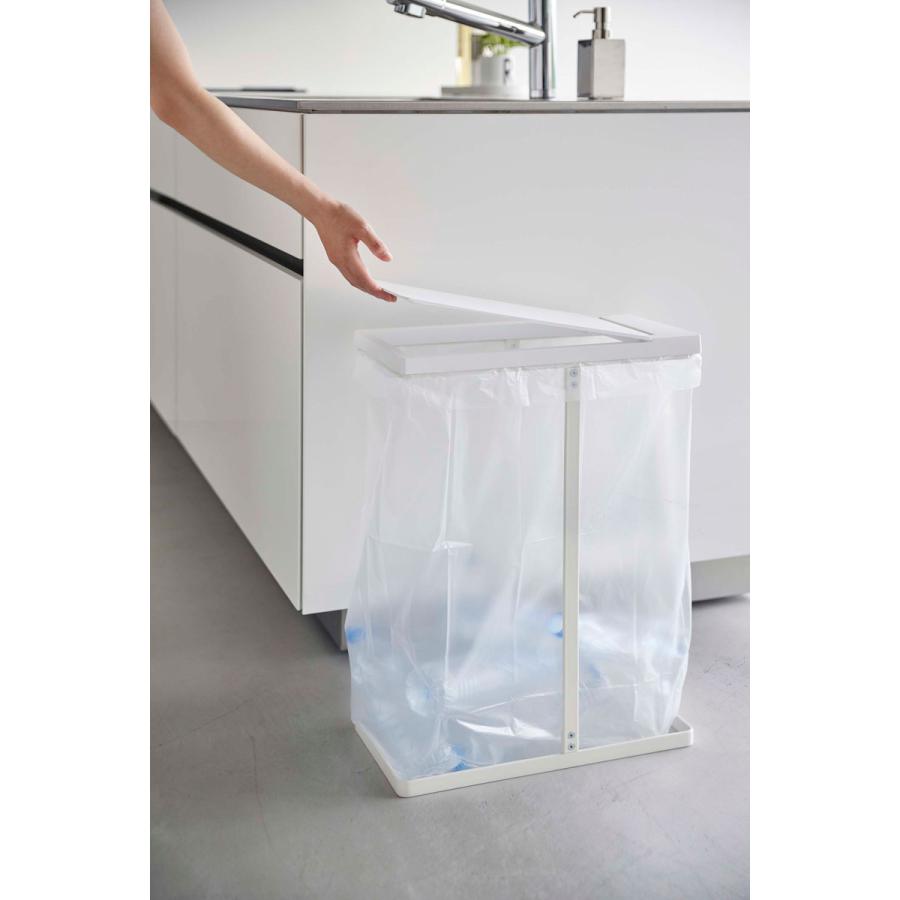 ゴミ箱 山崎実業 正規品 TOWER タワー スリム蓋付き分別ゴミ袋ホルダー 45L ダストボックス ごみ箱 ホワイト | tower | 03