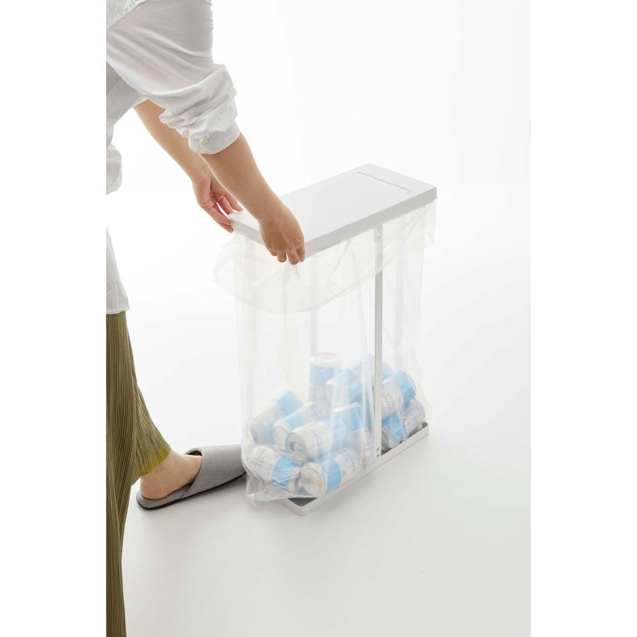 ゴミ箱 山崎実業 正規品 TOWER タワー スリム蓋付き分別ゴミ袋ホルダー 45L ダストボックス ごみ箱 ホワイト | tower | 07