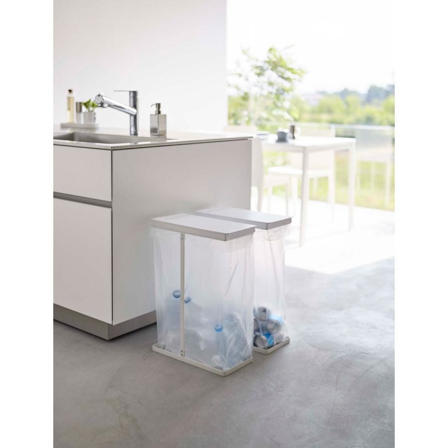ゴミ箱 山崎実業 正規品 TOWER タワー スリム蓋付き分別ゴミ袋ホルダー 45L 2個組 ダストボックス ごみ箱 ホワイト | tower | 02