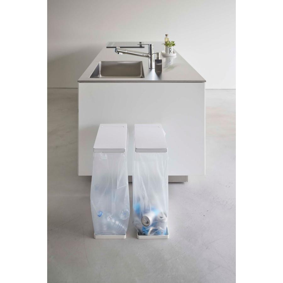 ゴミ箱 山崎実業 正規品 TOWER タワー スリム蓋付き分別ゴミ袋ホルダー 45L 2個組 ダストボックス ごみ箱 ホワイト | tower | 05