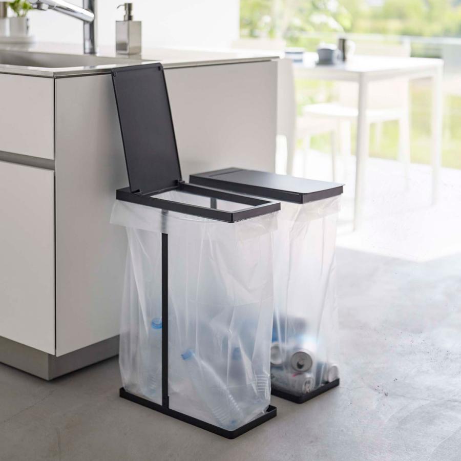 ゴミ箱 山崎実業 正規品 TOWER タワー スリム蓋付き分別ゴミ袋ホルダー 45L 2個組 ダストボックス ごみ箱 ブラック | tower