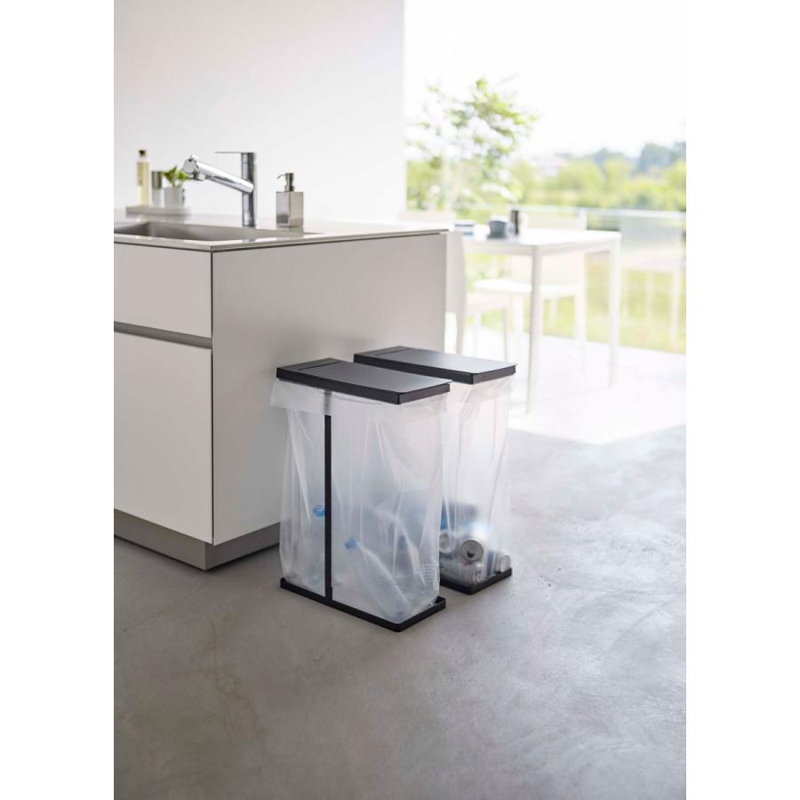 ゴミ箱 山崎実業 正規品 TOWER タワー スリム蓋付き分別ゴミ袋ホルダー 45L 2個組 ダストボックス ごみ箱 ブラック | tower | 02