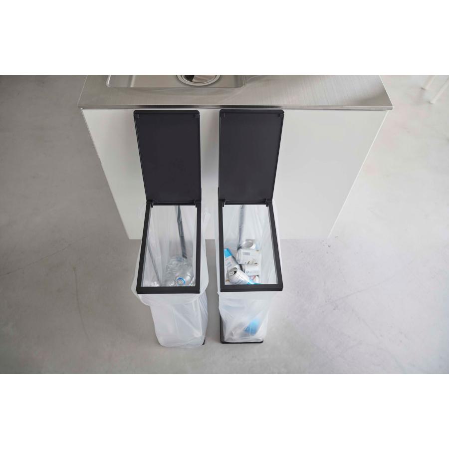 ゴミ箱 山崎実業 正規品 TOWER タワー スリム蓋付き分別ゴミ袋ホルダー 45L 2個組 ダストボックス ごみ箱 ブラック | tower | 03