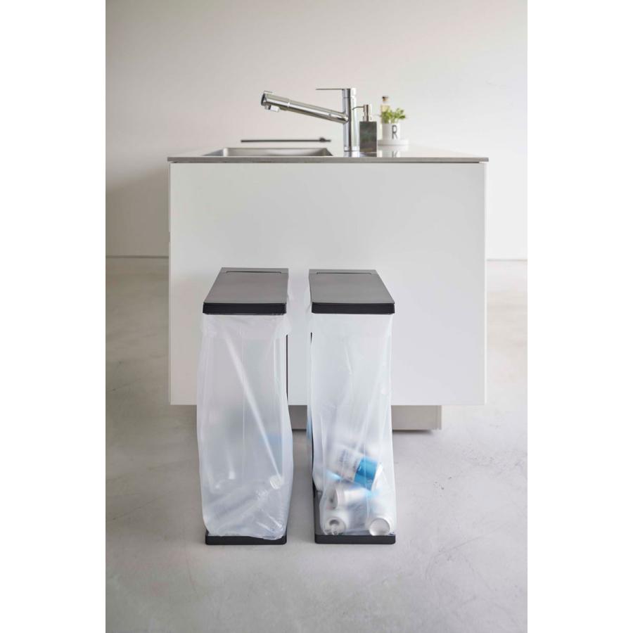 ゴミ箱 山崎実業 正規品 TOWER タワー スリム蓋付き分別ゴミ袋ホルダー 45L 2個組 ダストボックス ごみ箱 ブラック | tower | 05