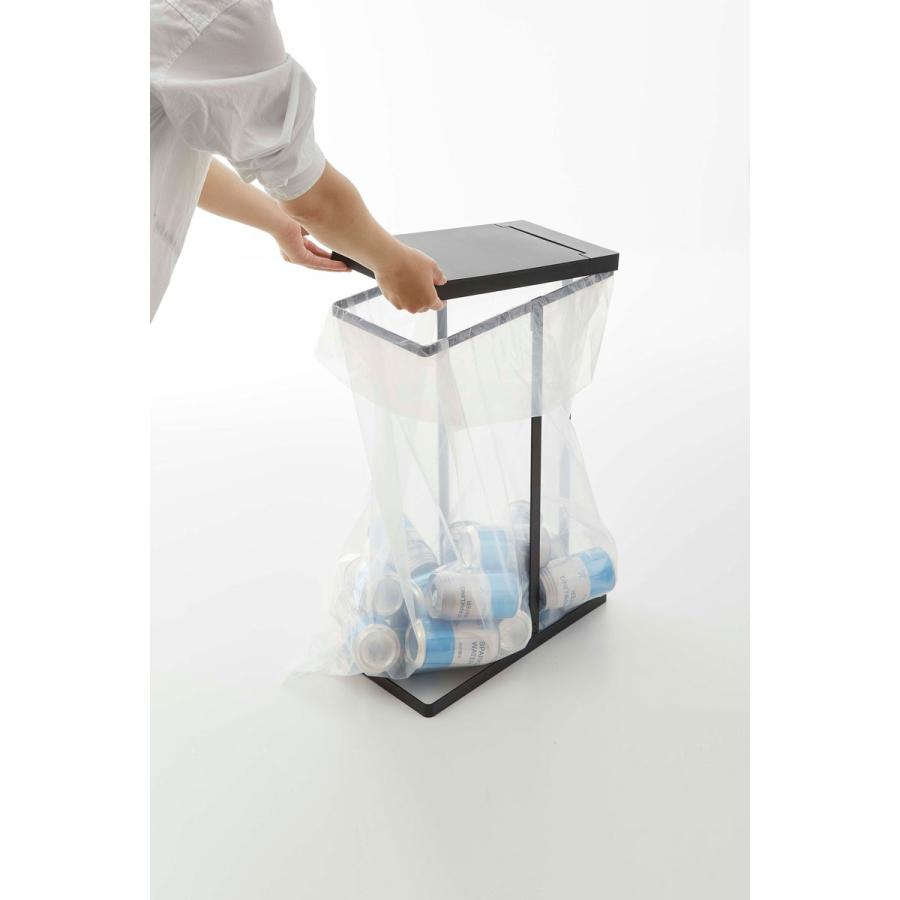 ゴミ箱 山崎実業 正規品 TOWER タワー スリム蓋付き分別ゴミ袋ホルダー 45L 2個組 ダストボックス ごみ箱 ブラック | tower | 08