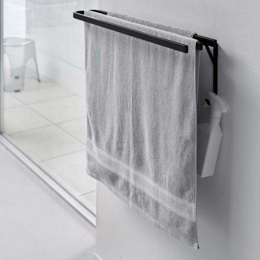 バスタオルハンガー 山崎実業 正規品 TOWER タワー ウォールバスタオルハンガー バスタオル掛け タオルハンガー ブラック | tower