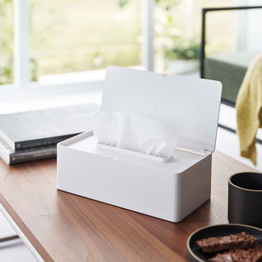 ティッシュケース 山崎実業 正規品 TOWER タワー 蓋付きティッシュケース レギュラーサイズ ティッシュカバー ティッシュケース ホワイト | tower