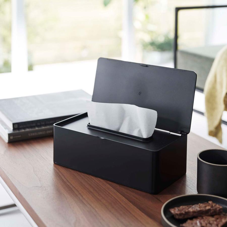 ティッシュケース 山崎実業 正規品 TOWER タワー 蓋付きティッシュケース レギュラーサイズ ティッシュカバー ティッシュケース ブラック | tower