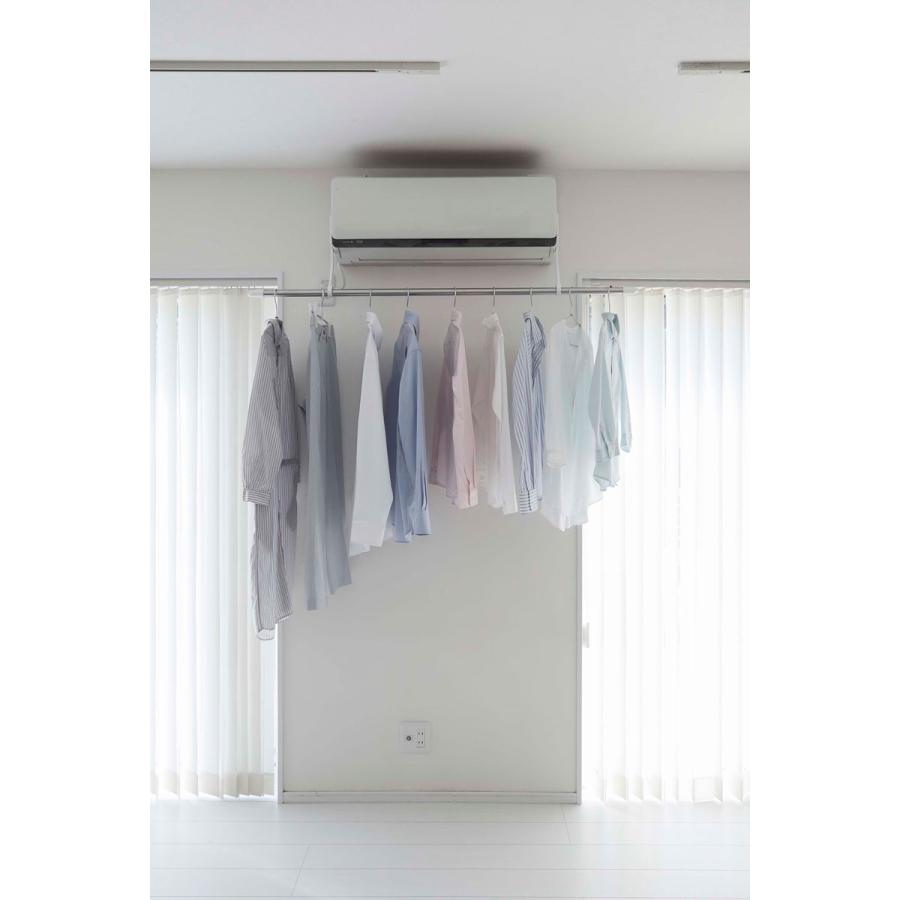 物干し竿ホルダー 山崎実業 正規品 TOWER タワー フィルムフックエアコン室内物干しポールホルダー 室内物干し 室内干し  ホワイト | tower | 03