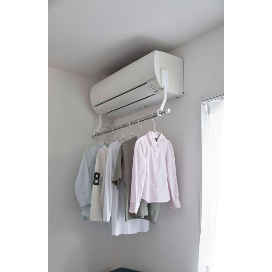 物干し竿ホルダー 山崎実業 正規品 TOWER タワー フィルムフックエアコン室内物干しポールホルダー 室内物干し 室内干し  ホワイト | tower | 08
