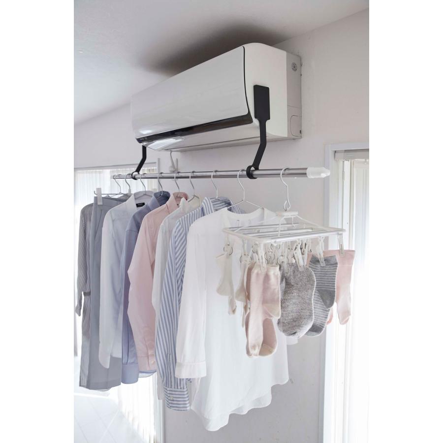 物干し竿ホルダー 山崎実業 正規品 TOWER タワー フィルムフックエアコン室内物干しポールホルダー 室内物干し 室内干し  ブラック | tower | 06