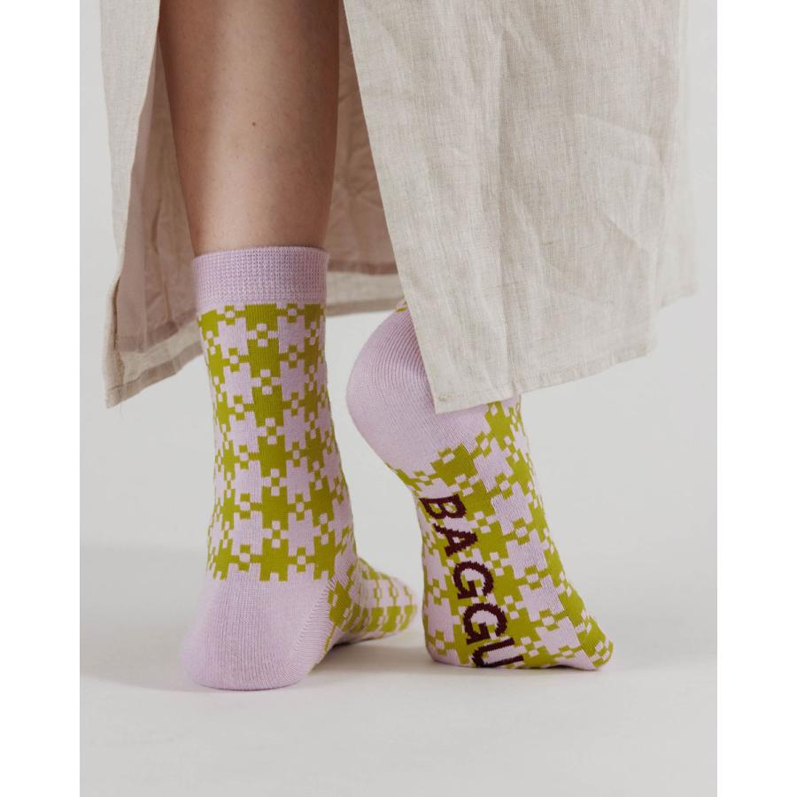 2023SS新作 靴下 バグー BAGGU 正規品 バグゥ CREW SOCK クルーソックス くつ下  ピスタチオギンガム | BAGGU | 02