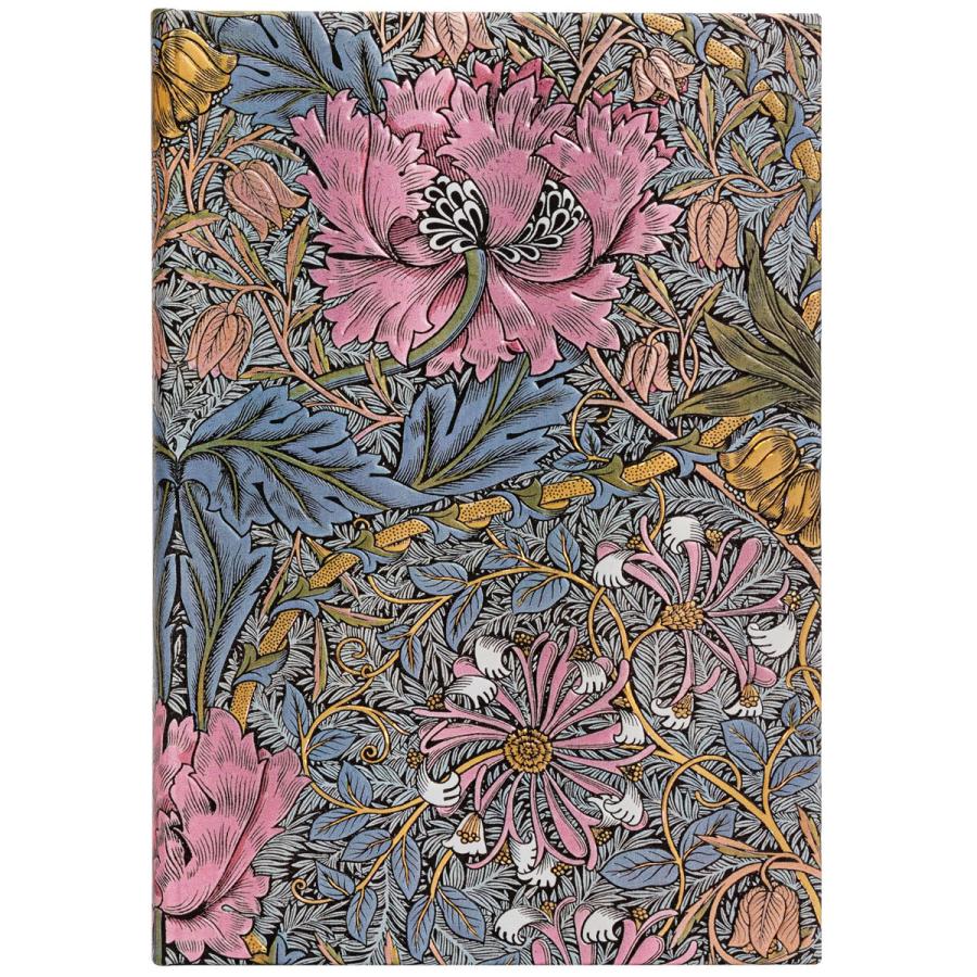 閉店セール｜ノートブック paperblanks ペーパーブランクス MIDI ハードカバー 罫線 ミディ モリスのピンク・ハニーサックル | paperblanks