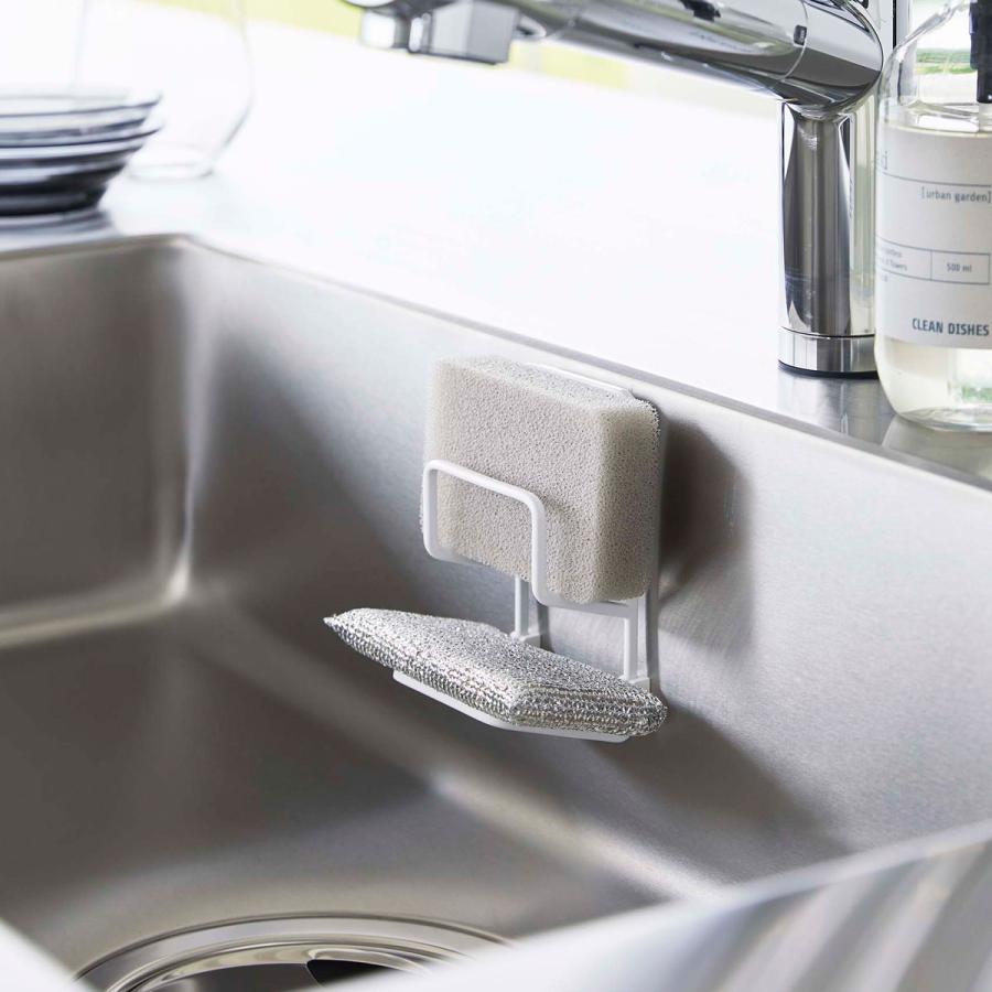 スポンジラック 山崎実業 正規品 TOWER タワー フィルムフックスポンジホルダー ダブル キッチンスポンジ収納  ホワイト | tower