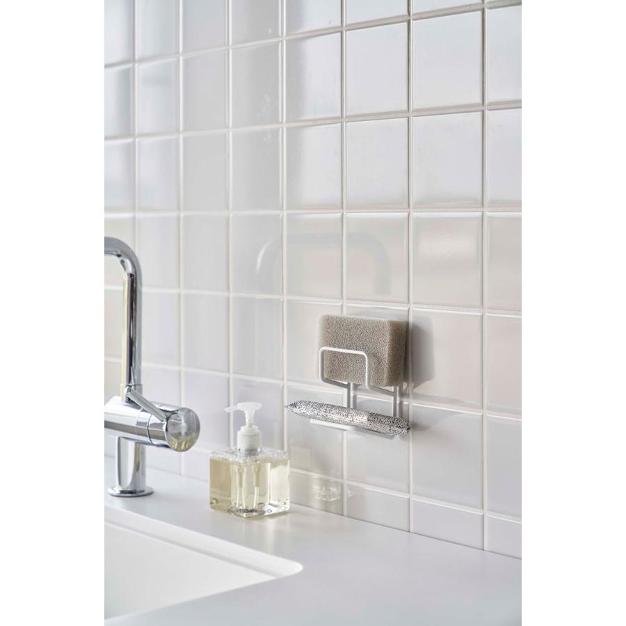 スポンジラック 山崎実業 正規品 TOWER タワー フィルムフックスポンジホルダー ダブル キッチンスポンジ収納  ホワイト | tower | 03