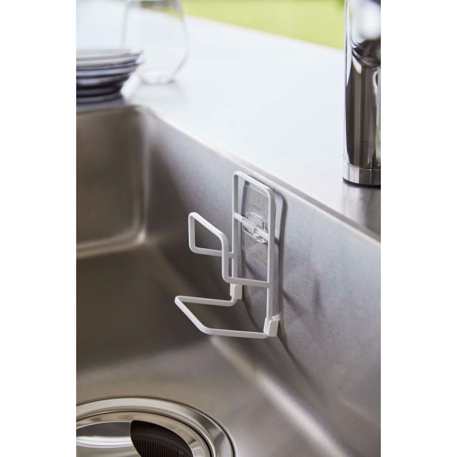 スポンジラック 山崎実業 正規品 TOWER タワー フィルムフックスポンジホルダー ダブル キッチンスポンジ収納  ホワイト | tower | 05