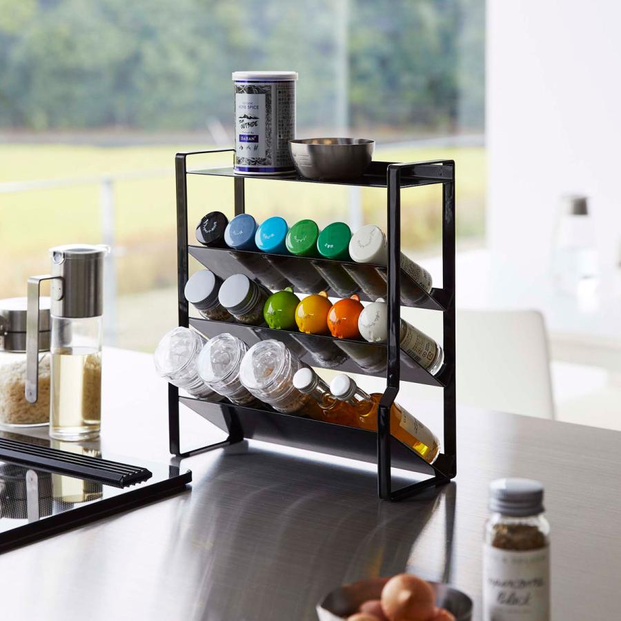 調味料ラック 山崎実業 正規品 TOWER タワー スリムスパイスラック4段 スパイスラック  ブラック | tower