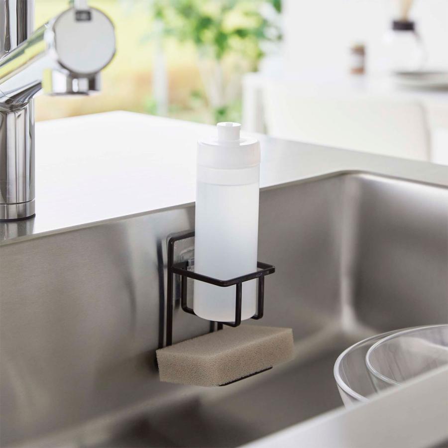 スポンジラック 山崎実業 正規品 TOWER タワー フィルムフックスポンジ＆ボトルホルダー キッチンスポンジ収納  ブラック | tower