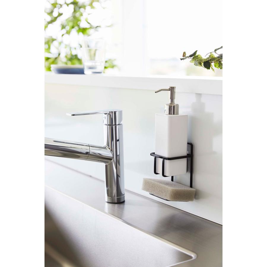 スポンジラック 山崎実業 正規品 TOWER タワー フィルムフックスポンジ＆ボトルホルダー キッチンスポンジ収納  ブラック | tower | 04