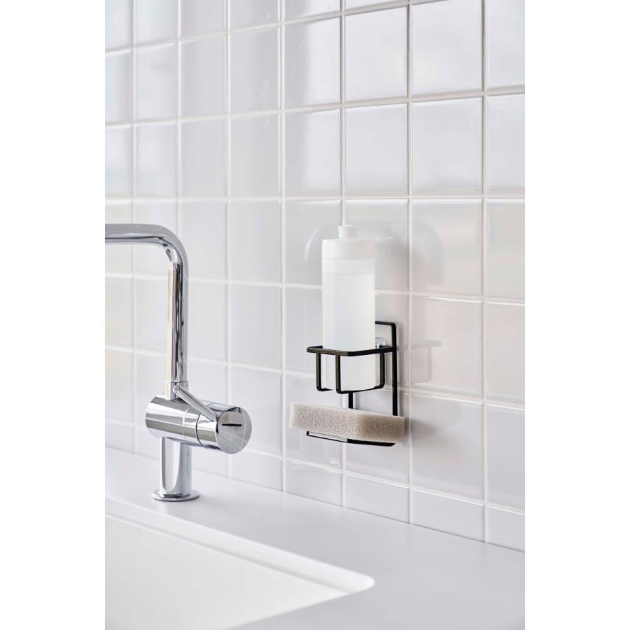 スポンジラック 山崎実業 正規品 TOWER タワー フィルムフックスポンジ＆ボトルホルダー キッチンスポンジ収納  ブラック | tower | 05