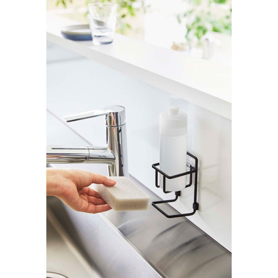 スポンジラック 山崎実業 正規品 TOWER タワー フィルムフックスポンジ＆ボトルホルダー キッチンスポンジ収納  ブラック | tower | 06