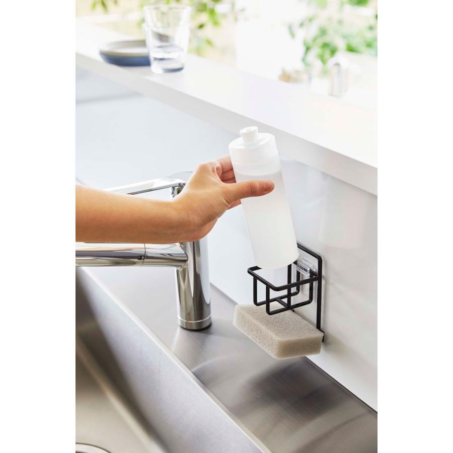 スポンジラック 山崎実業 正規品 TOWER タワー フィルムフックスポンジ＆ボトルホルダー キッチンスポンジ収納  ブラック | tower | 07