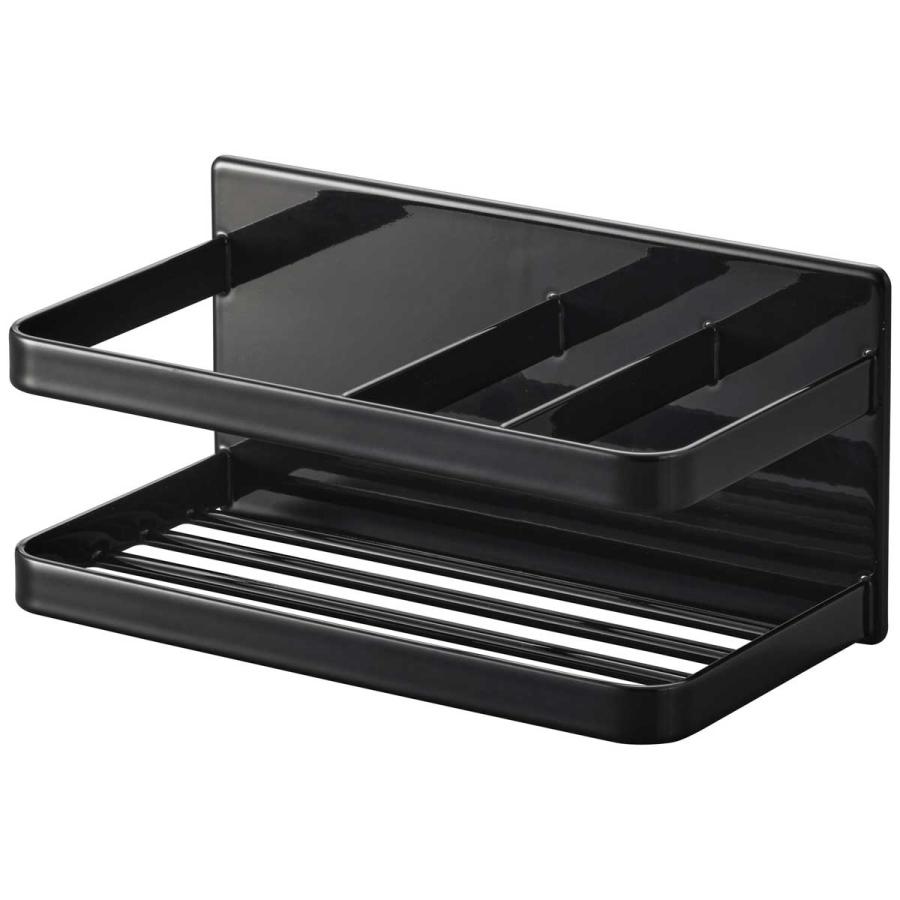 スポンジラック 山崎実業 正規品 tower タワー マグネットスポンジ＆ボトルラック キッチンスポンジ収納  ブラック | tower | 01