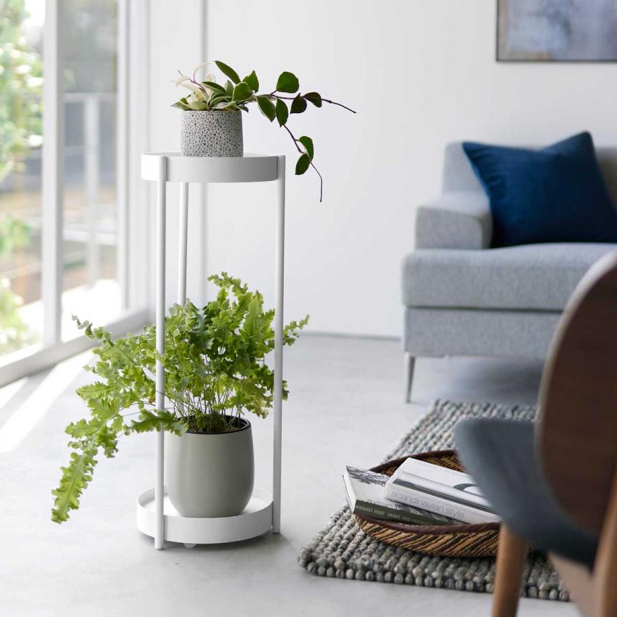 プランタースタンド 山崎実業 正規品 tower タワー キャスター付きプランタースタンド 2段 フラワースタンド ガーデンラック  ホワイト | tower
