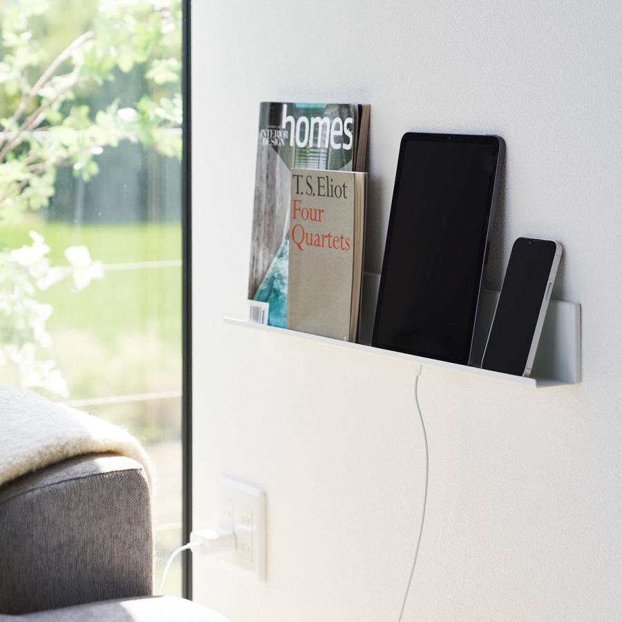 壁面収納 山崎実業 正規品 tower タワー 石こうボード壁対応タブレット＆ブック棚 飾り棚 ディスプレイ棚  ホワイト | tower