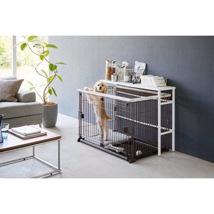 ペットケージ用収納 山崎実業 正規品 nooks ヌークス 伸縮ペットケージ上ラック ペットケージ上ラック 犬ゲージ上ラック  ホワイト | 山崎実業 | 03