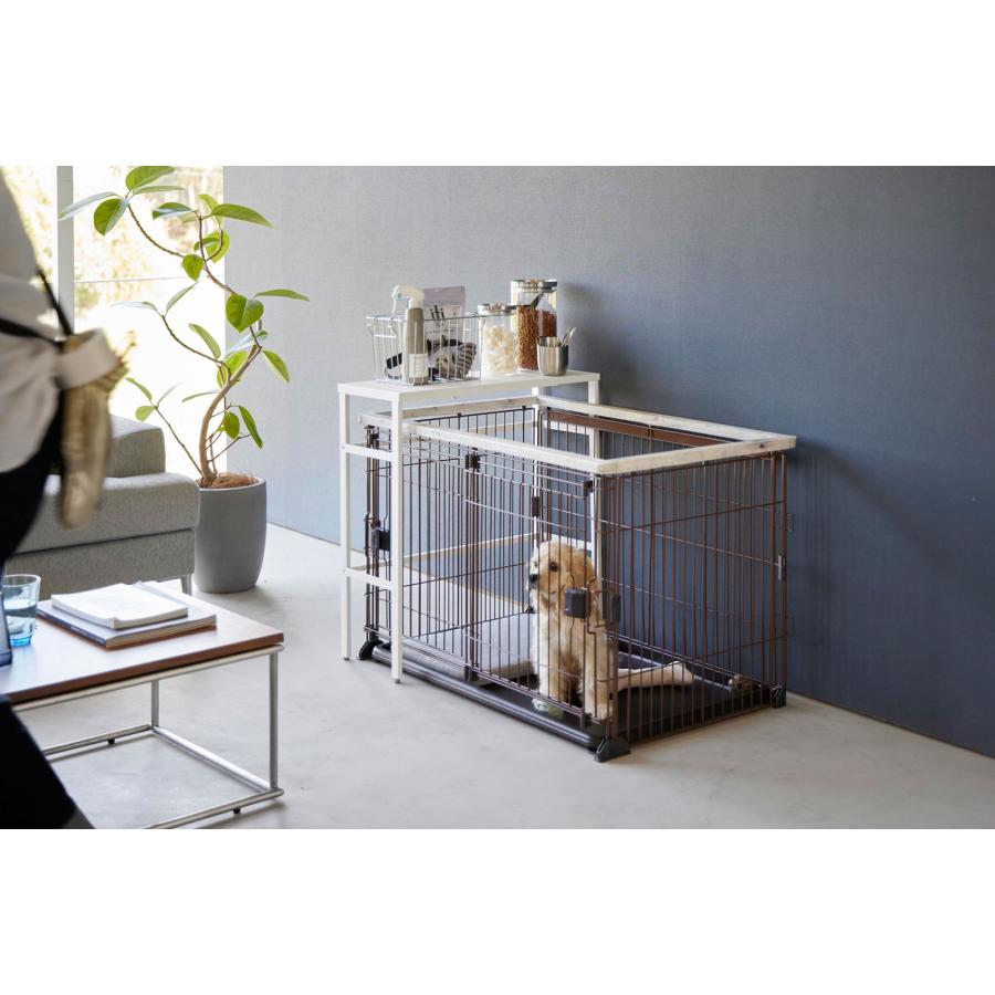 ペットケージ用収納 山崎実業 正規品 nooks ヌークス 伸縮ペットケージ上ラック ペットケージ上ラック 犬ゲージ上ラック  ホワイト | 山崎実業 | 04