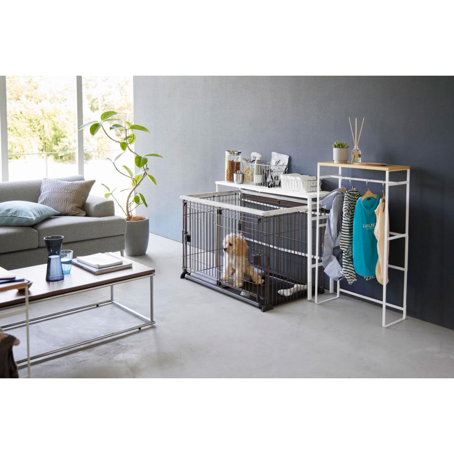 ペットケージ用収納 山崎実業 正規品 nooks ヌークス 伸縮ペットケージ上ラック ペットケージ上ラック 犬ゲージ上ラック  ホワイト | 山崎実業 | 06