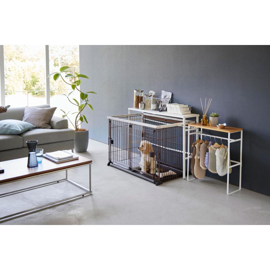 ペットケージ用収納 山崎実業 正規品 nooks ヌークス 伸縮ペットケージ上ラック ペットケージ上ラック 犬ゲージ上ラック  ホワイト | 山崎実業 | 07