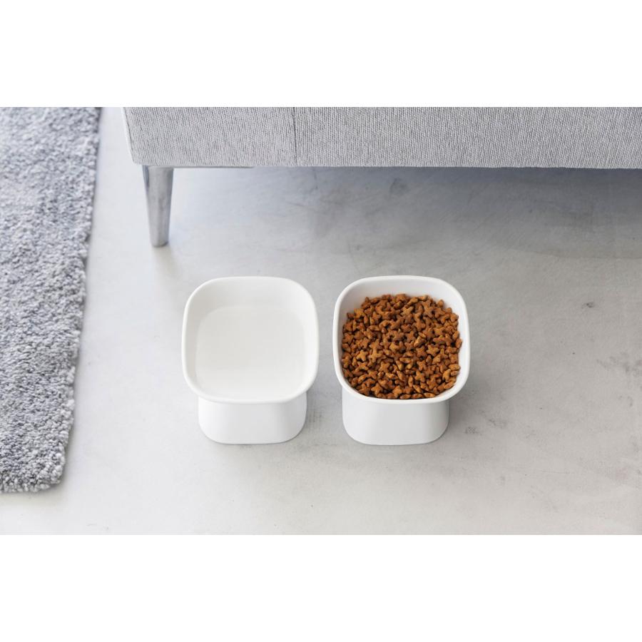 ペットフードボウル 山崎実業 正規品 nooks ヌークス 食べやすい高さ陶器ペットフードボウル 斜めトール ペット用品  ホワイト | 山崎実業 | 06