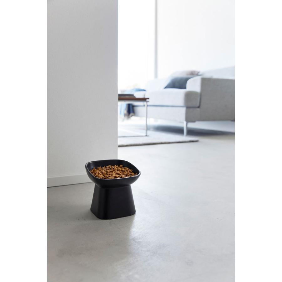 ペットフードボウル 山崎実業 正規品 nooks ヌークス 食べやすい高さ陶器ペットフードボウル 斜めトール ペット用品  ブラック | 山崎実業 | 02