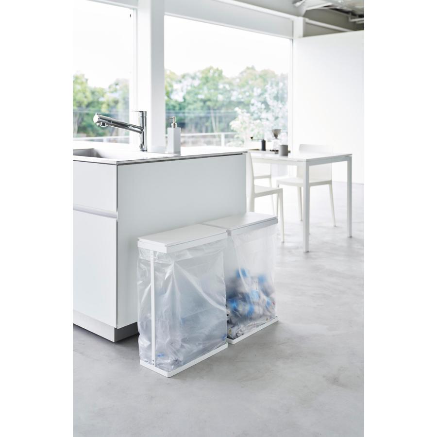 蓋付きゴミ箱 山崎実業 正規品 tower タワー スリム蓋付き分別ゴミ袋ホルダー 45L 横開き 2個組 キッチンゴミ箱 分別ゴミ箱  ホワイト | tower | 02