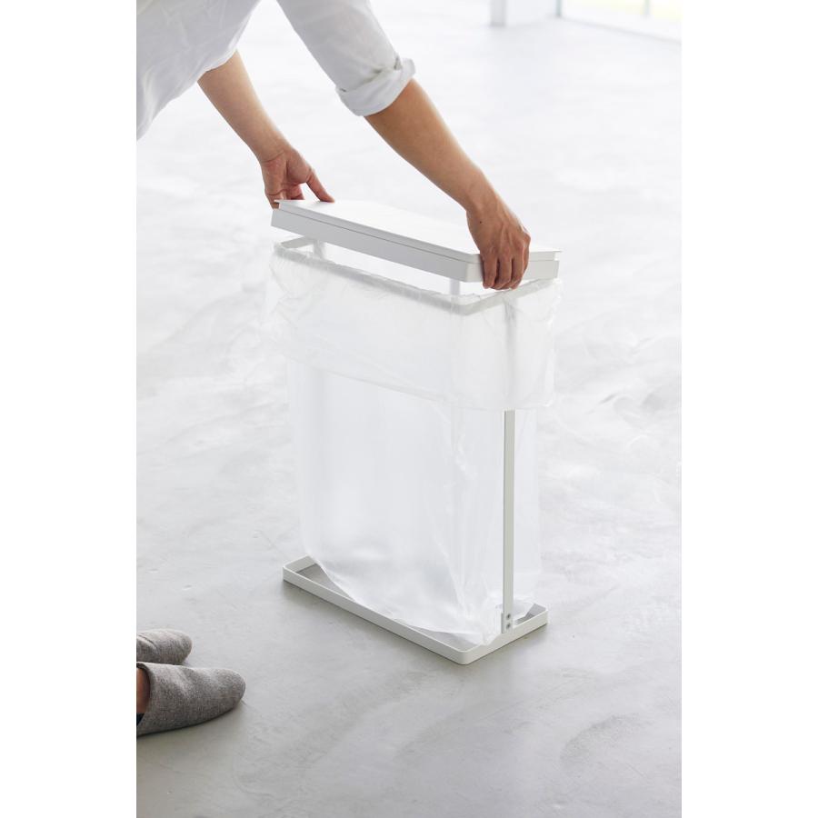 蓋付きゴミ箱 山崎実業 正規品 tower タワー スリム蓋付き分別ゴミ袋ホルダー 45L 横開き 2個組 キッチンゴミ箱 分別ゴミ箱  ホワイト | tower | 06