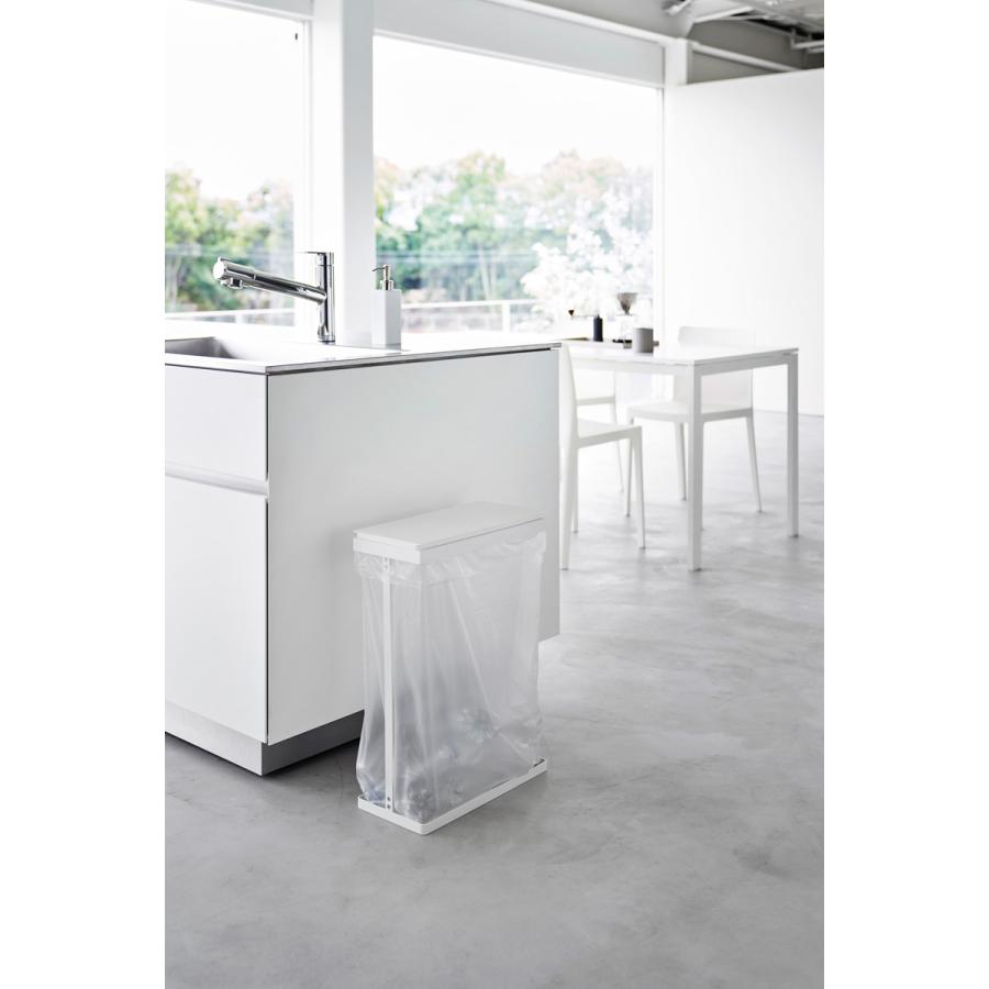 蓋付きゴミ箱 山崎実業 正規品 tower タワー スリム蓋付き分別ゴミ袋ホルダー 45L 横開き キッチンゴミ箱 分別ゴミ箱  ホワイト | tower | 02