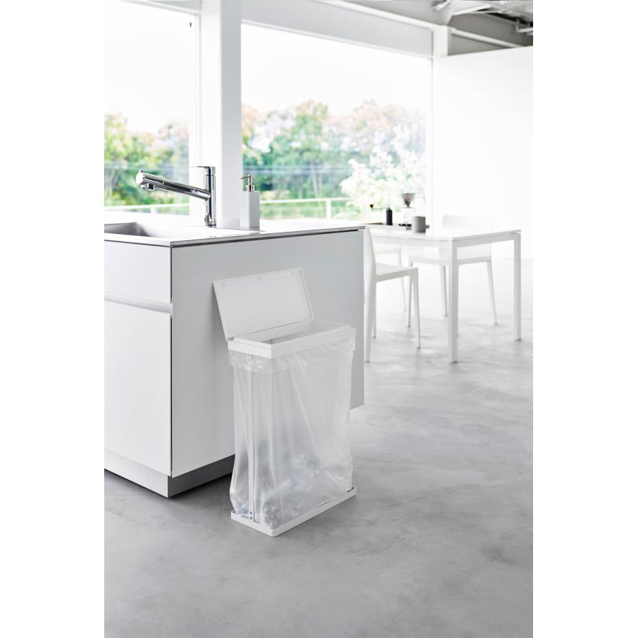 蓋付きゴミ箱 山崎実業 正規品 tower タワー スリム蓋付き分別ゴミ袋ホルダー 45L 横開き キッチンゴミ箱 分別ゴミ箱  ホワイト | tower | 03